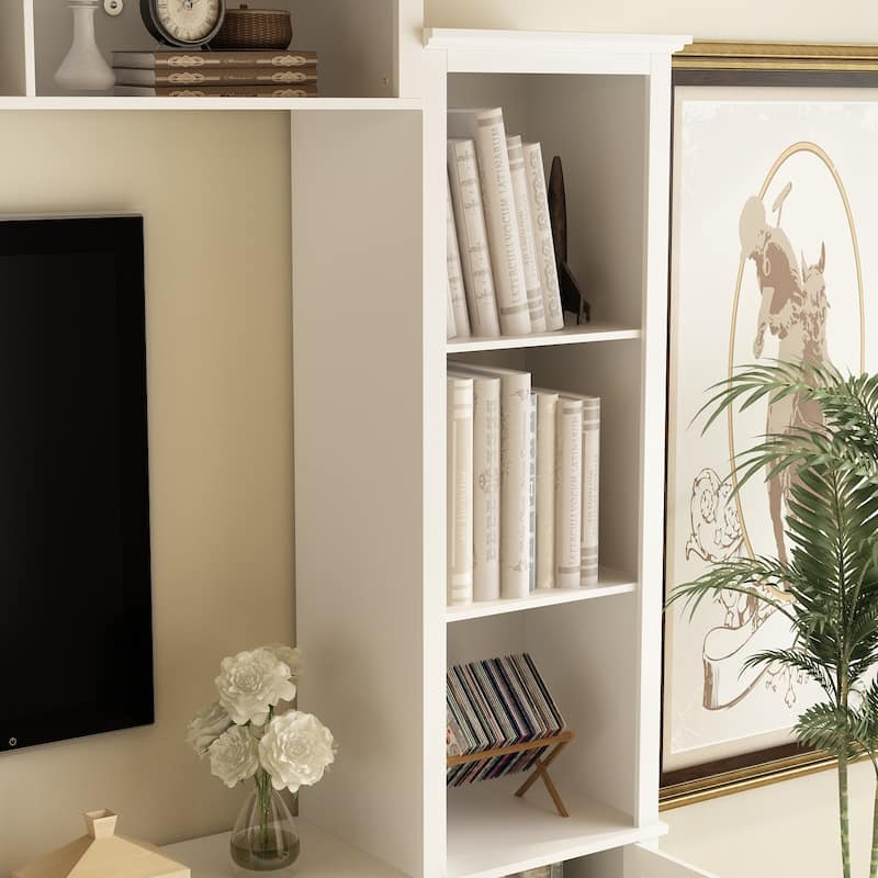 Large Modern Wood Entrainment Centers in White TV Stand Wall Cabinet