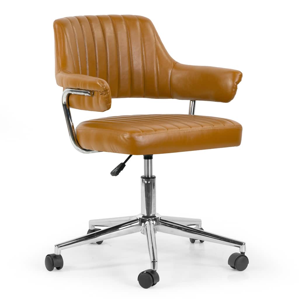Avery Cappuccino Faux Leather Adjustable Height Swivel Office Chair