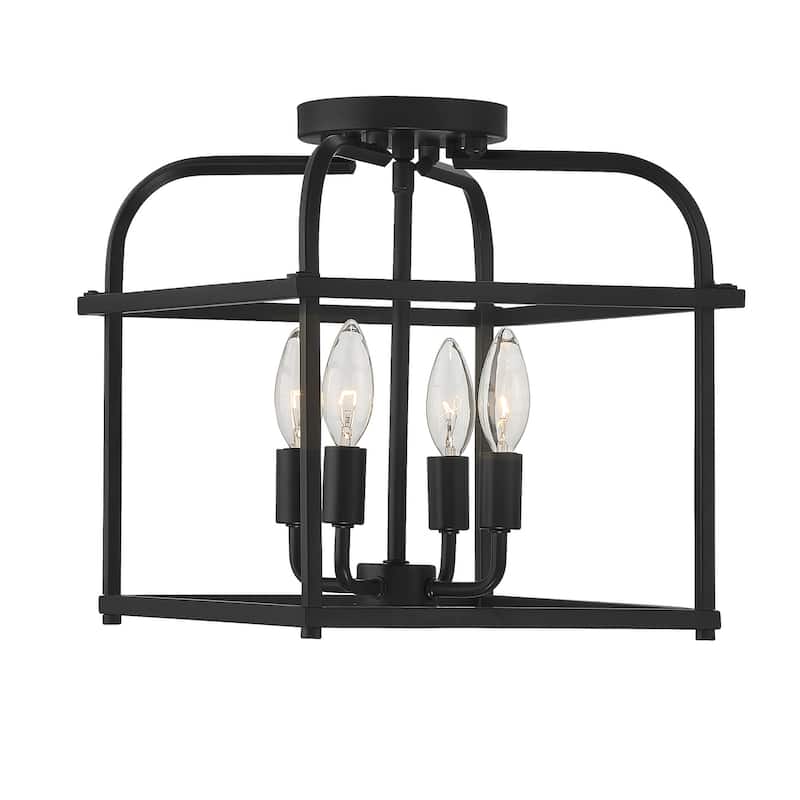 Meridian M60061 4 Light 12" Wide Semi-Flush Ceiling Fixture - Matte Black