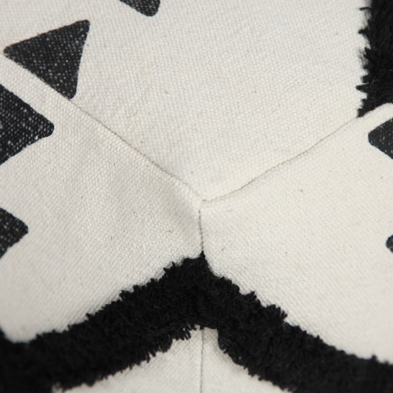 18" White and Black Double Diamond Square Pouf Ottoman