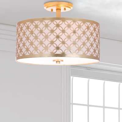 SAFAVIEH Lighting Godeleine 16-inch 3-Light Flush Mount - 16" x 16" x 10.25" - Gold - 16Wx16Dx10H