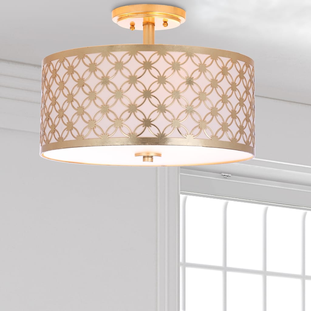 SAFAVIEH Lighting Godeleine 16-inch 3-Light Flush Mount - 16" x 16" x 10.25" - Gold - 16Wx16Dx10H