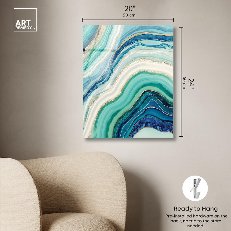 Blue Green Abstract Agate I Acrylic by Art Remedy, Ready to Hang