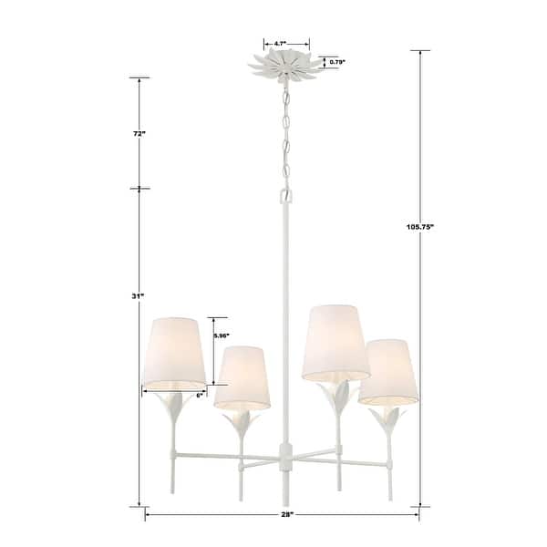 Broche 4 Light Matte White Chandelier - 28"W x 28"H x 28"D