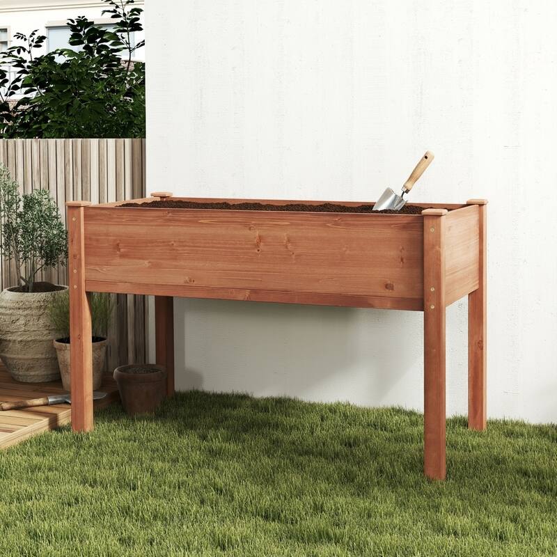 Natural Elevated Planter Box for Outdoor Use with Eco-Friendly Finish