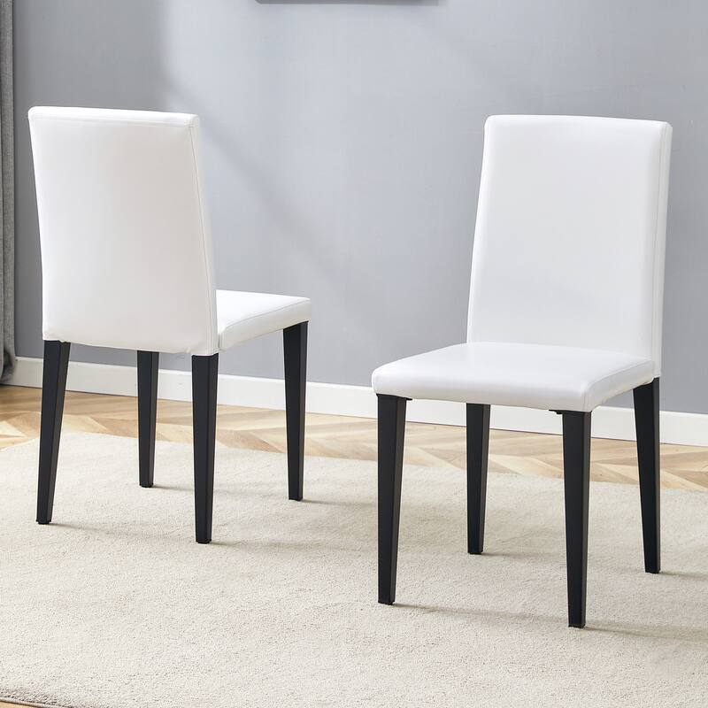 White Black Side Chair Reception Chair Lounge Chair Meeting Room Chair Armless Chair with Metal Legs - White Black