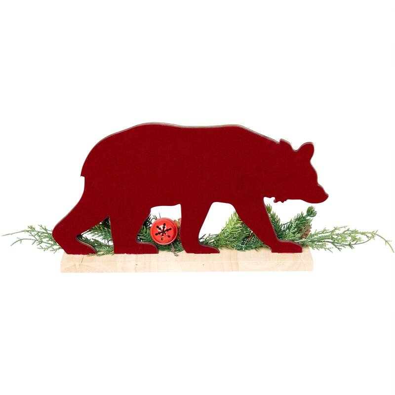 Bear and Jingle Bell Christmas Decoration - 10.25" - Red and Green