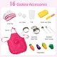 preview thumbnail 5 of 6, Pretend Play Kitchen for Kids with 16 Pieces Accessories-Pink - 32.5" x 11.5" x 40.5"