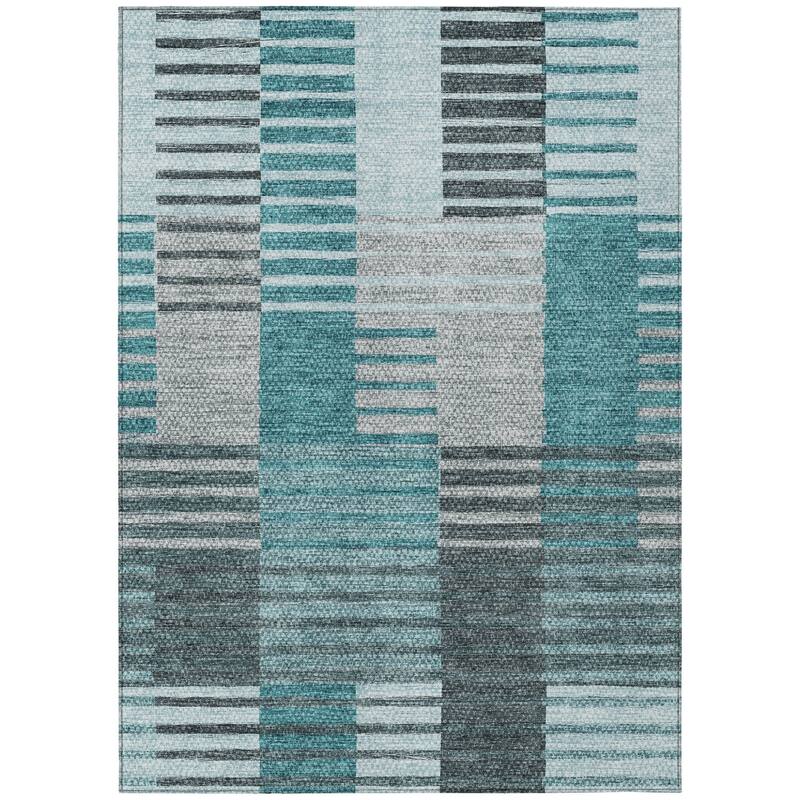 HomeRoots Striped Transitional Rectangle Outdoor Rug