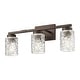 preview thumbnail 7 of 15, 3-Light Vanity Light with Clear Geometric Glass Oil Rubbed Bronze