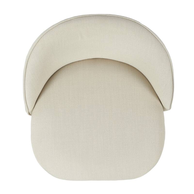 HomeRoots Set of Two 27" Beige and Oak Fabric and Metal Counter Height Swivel Bar Chairs