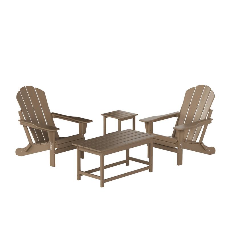 Laguna Hdpe All Weather Outdoor Patio Foldable Adirondack Chairs Conversation Set (4-Piece Set)