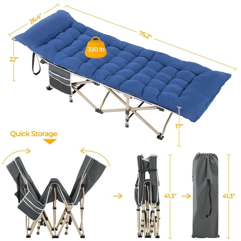 Yaheetech Folding Camping Cot with Mat Heavy-duty Portable Outdoor Bed with Carry Bag