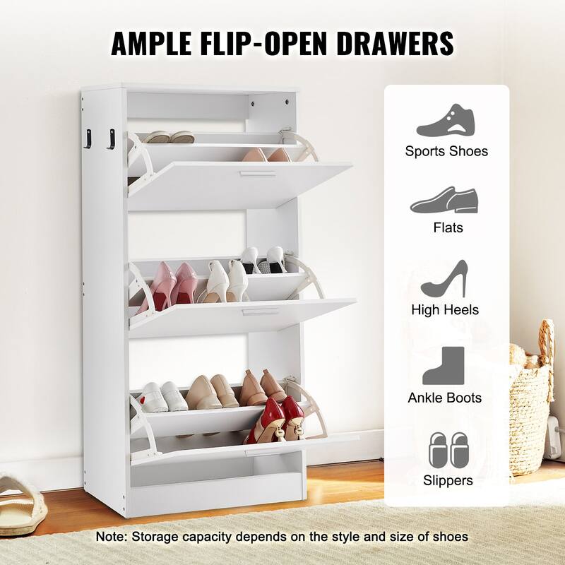 Shoe Cabinet with Flip Doors for Entryway Living Room Organization - 23.62 x 9.33 x 47.24 inch