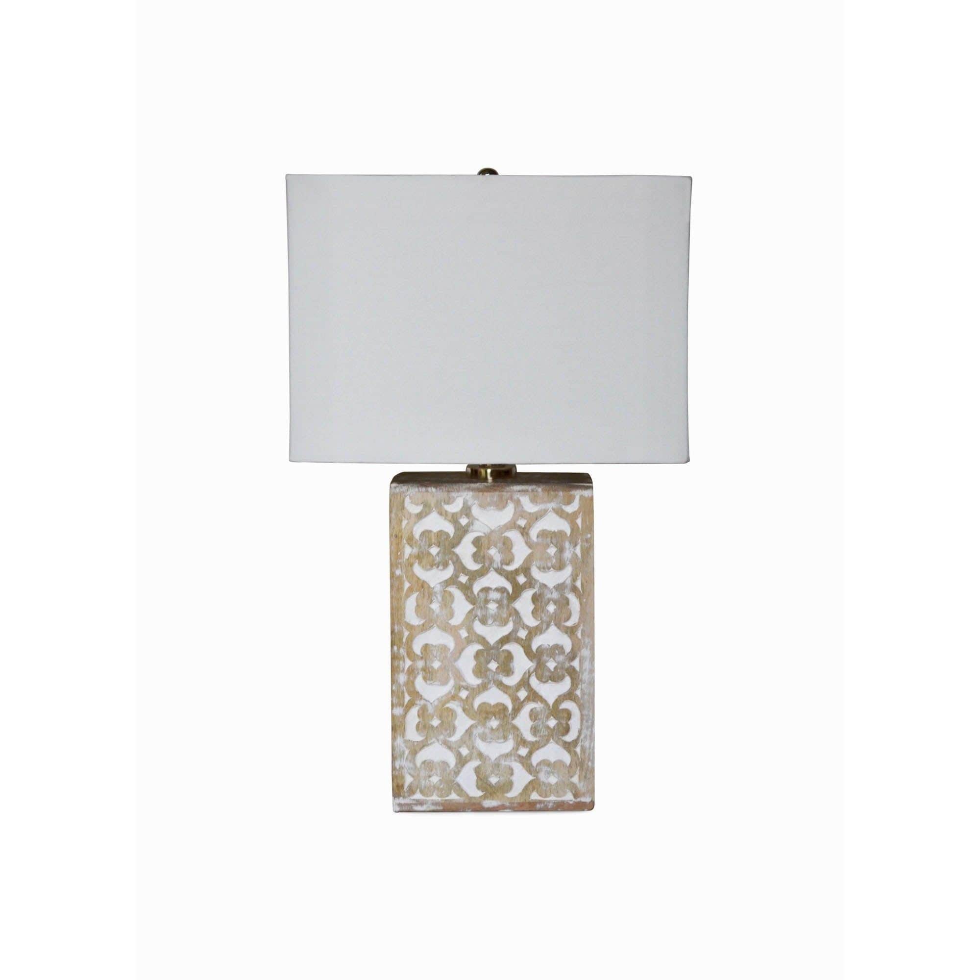 Millerville 26" Table Lamp with Fabric Shade, Brown/ White