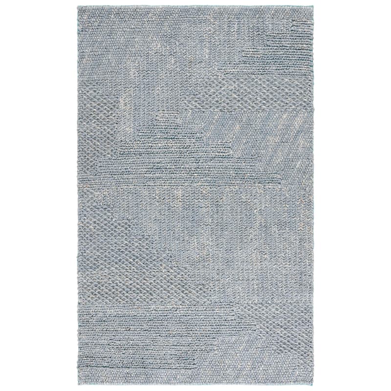 SAFAVIEH Handmade Natural Erltrud Fiber Farmhouse Hemp Rug - 6' Square - Grey/Blue