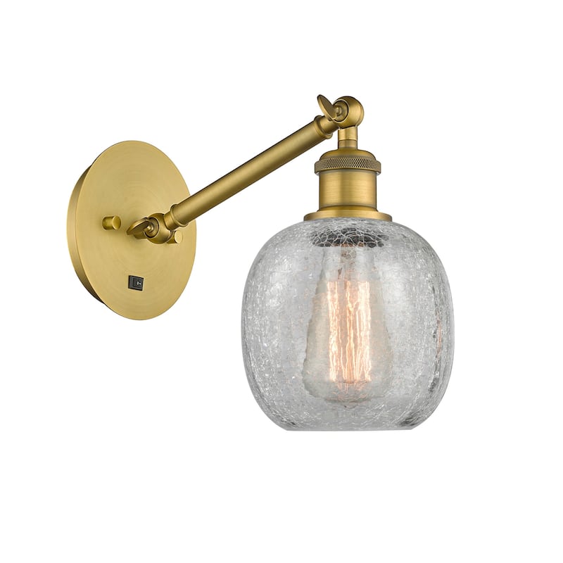 Innovations Lighting 317-1W-13-6 Belfast Sconce Belfast 13" Tall Wall - Brushed Brass / Clear Crackle