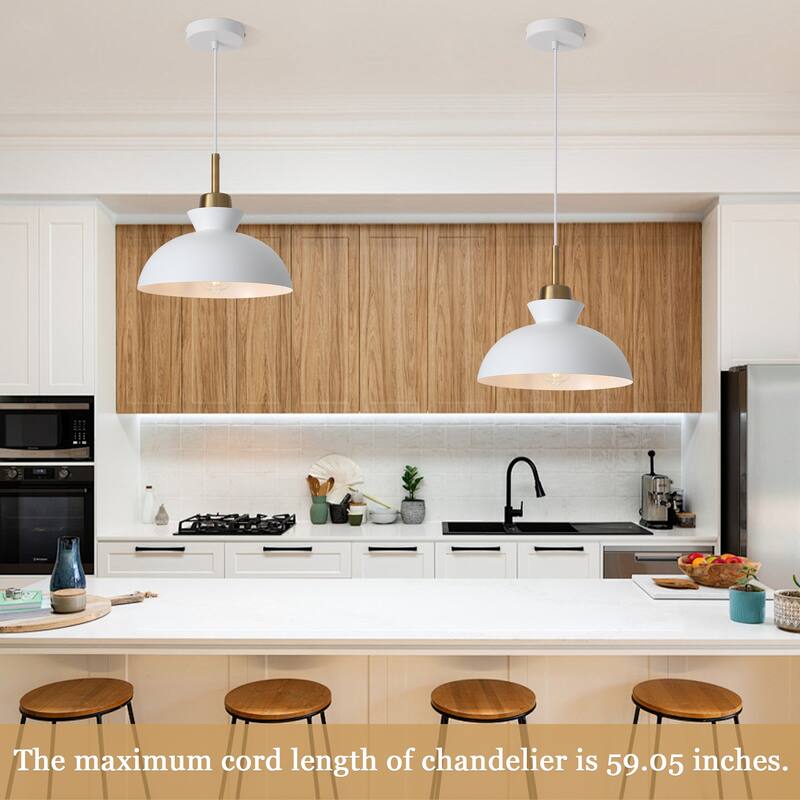 1-Light Hanging Ceiling Pendant Light Chandelier Light Fixture with Metal Shade for Kitchen Island