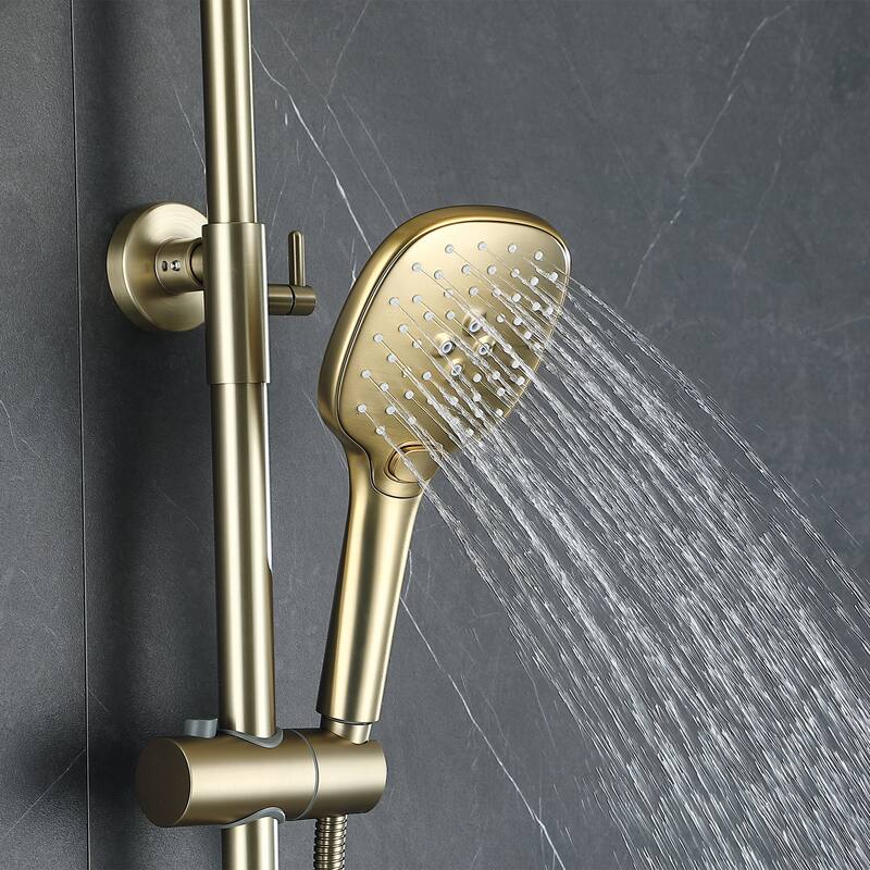 Wall Mounted 3-Function Rainfall Shower System With Tub Spout And Rough-In Valve