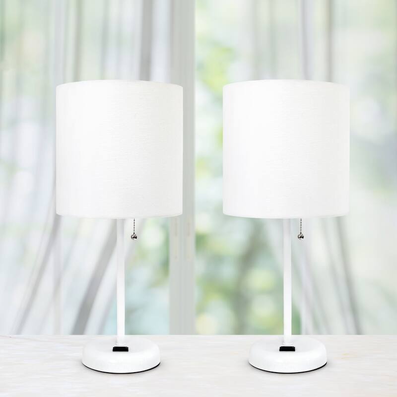 Simple Designs 19.5" 2 Pack Table Desk Lamp Set with Charging Outlet - 19.50