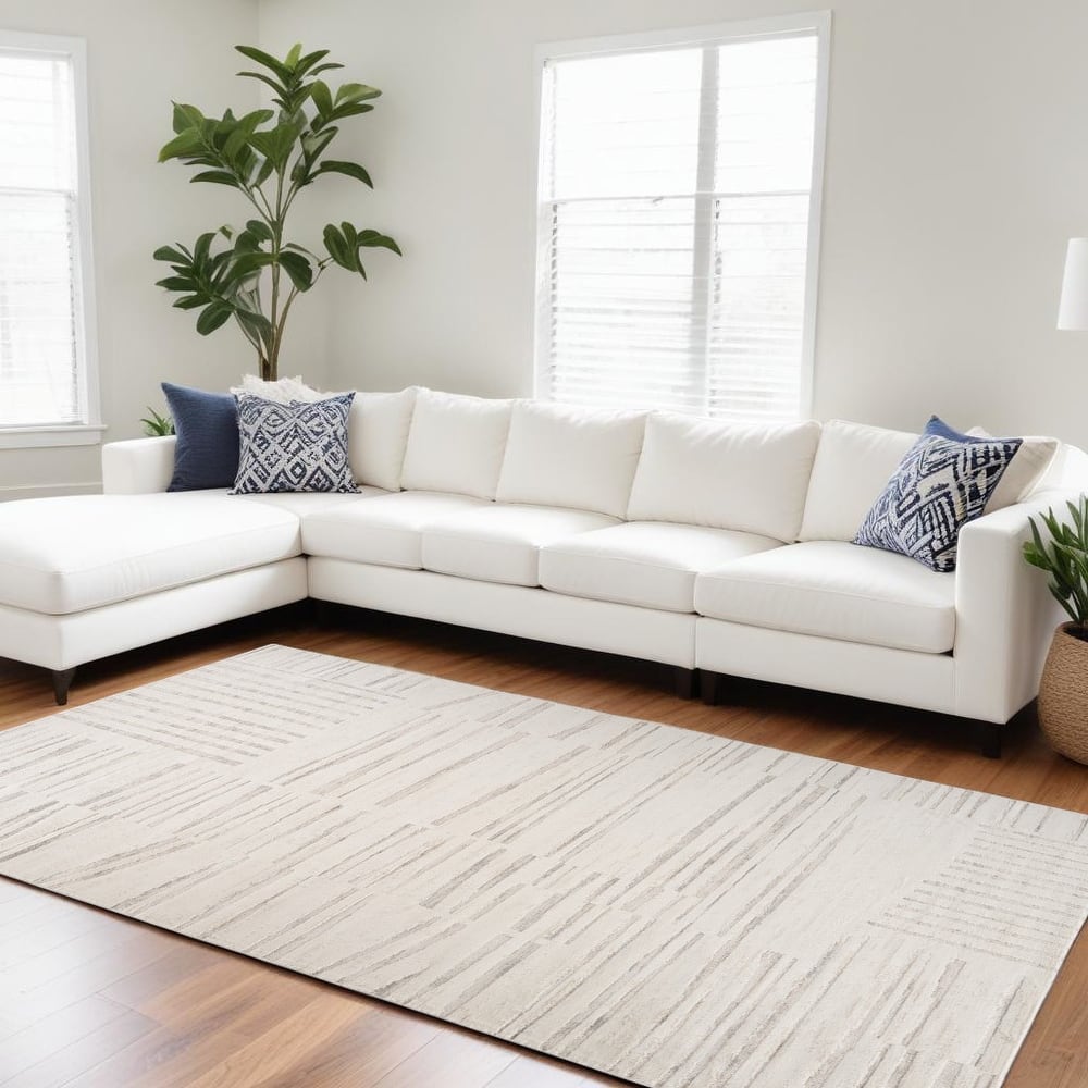 Bineb Distressed Geometric Modern Stain Resistant Woven Area Rug By HomeRoots