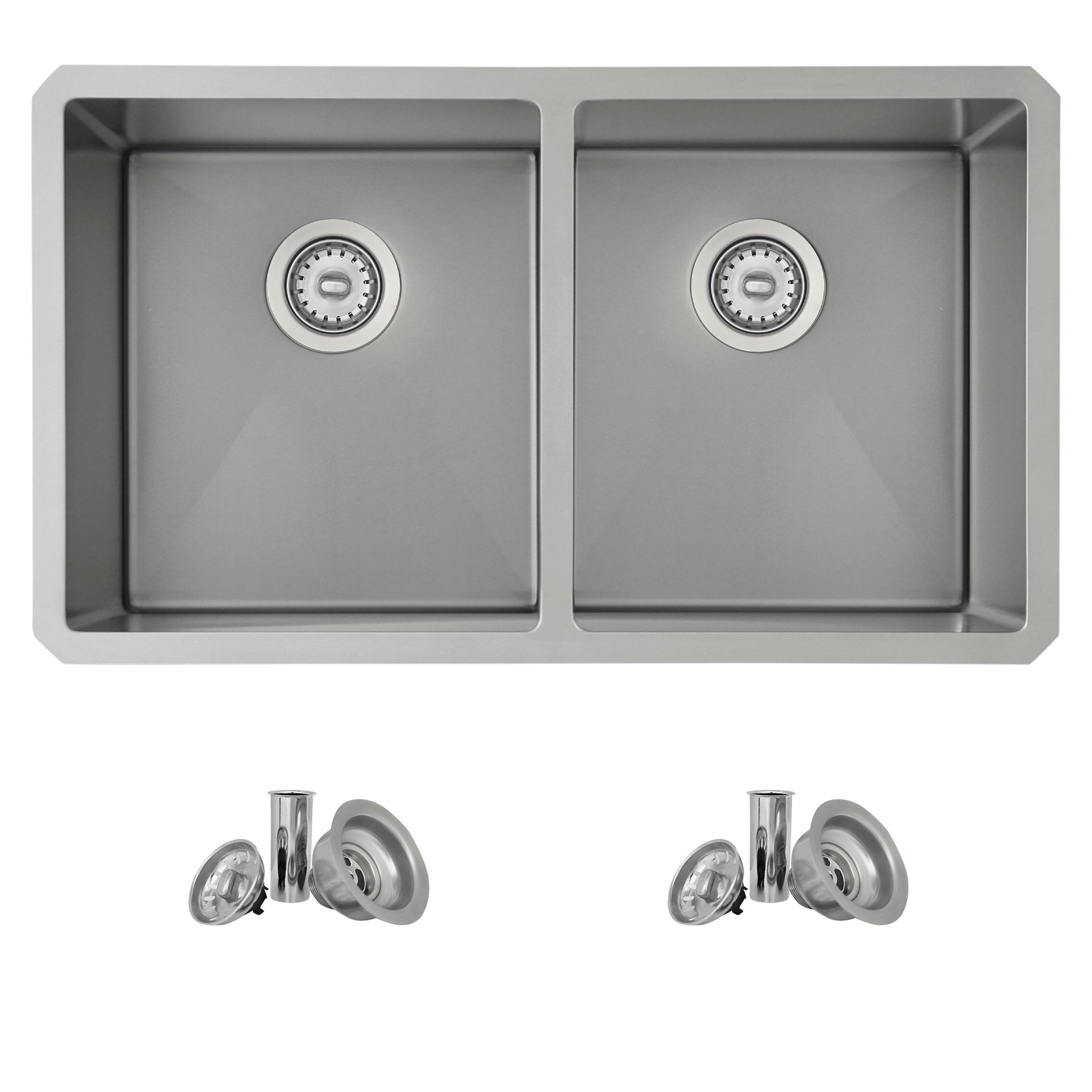 STYLISH 32 inch Double Bowl Undermount Stainless Steel Kitchen Sink in  Graphite Finish
