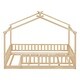 preview thumbnail 13 of 35, Twin Size Wood House Bed Frame with Roof and Fence