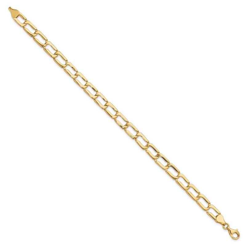 Curata 14kt Yellow Gold Solid Open back Fancy Lobster Closure Polished Link Bracelet 8.5 Inch
