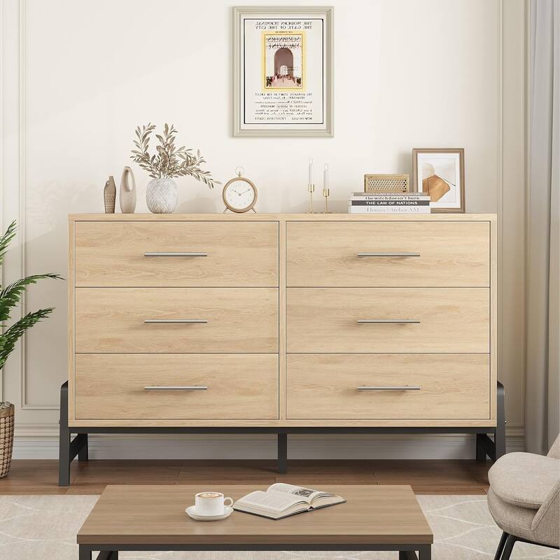 6 Dresser for Bedroom, 52" Wide Dresser, Wide Drawer with Storage Freestanding