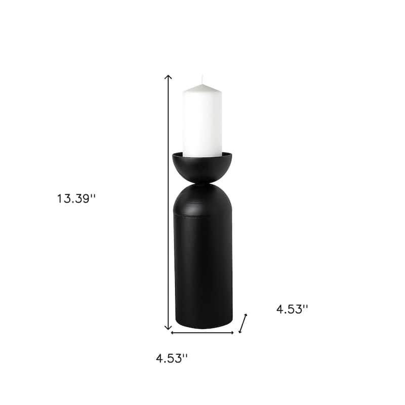 13" Black Metal Tabletop Pillar Candle Holder