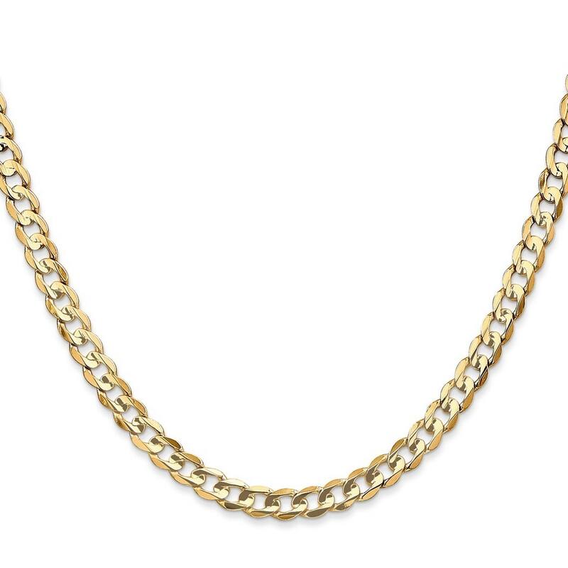 Curata 10k Yellow Gold 4.5mm Open Concave Curb Chain Bracelet Options: 7" 8" 9"