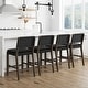 preview thumbnail 6 of 58, Nathan James Cohen Faux Leather Counter or Bar Height Stool, Solid Wood Frame with Footrest and Woven Leather Back Set of 4 - Black - Counter Height