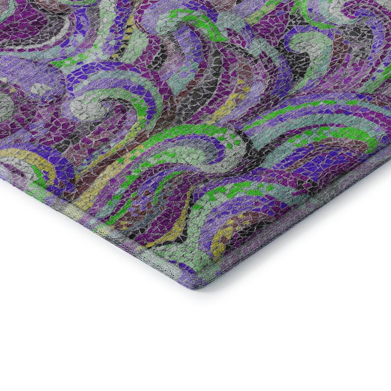 Premium Washable Super Soft Contemporary Mosaic Wave Mayfield Rug