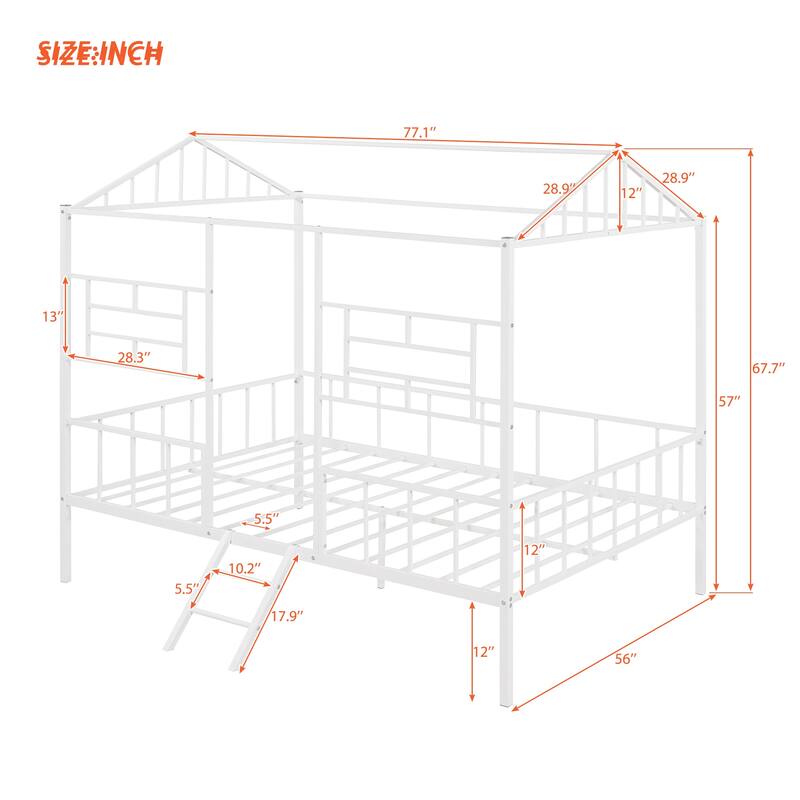 Metal Tree House Bed Frame for Kids, Twin/Full Size, Sturdy Frame, No Box Spring Required