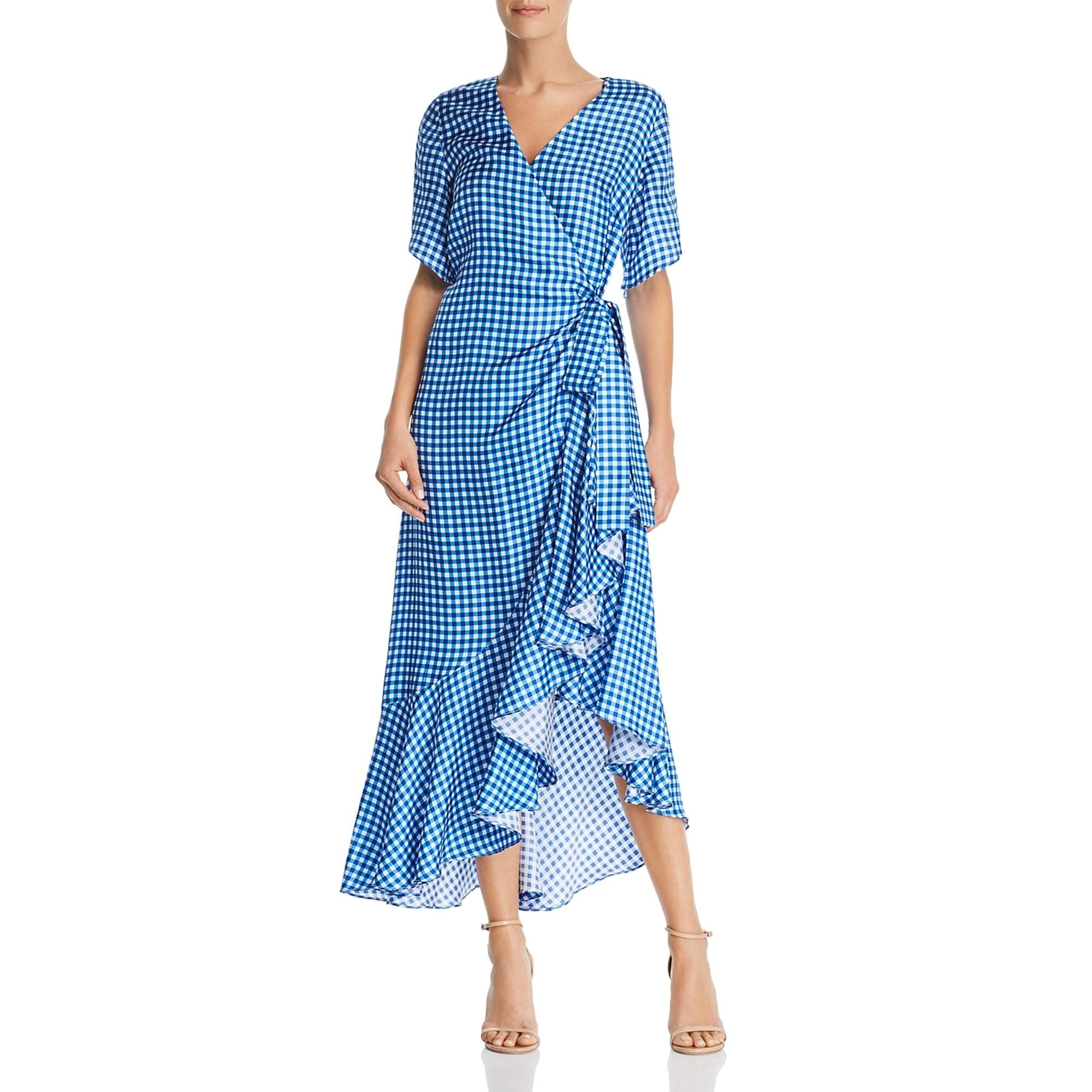 silk blue wrap dress