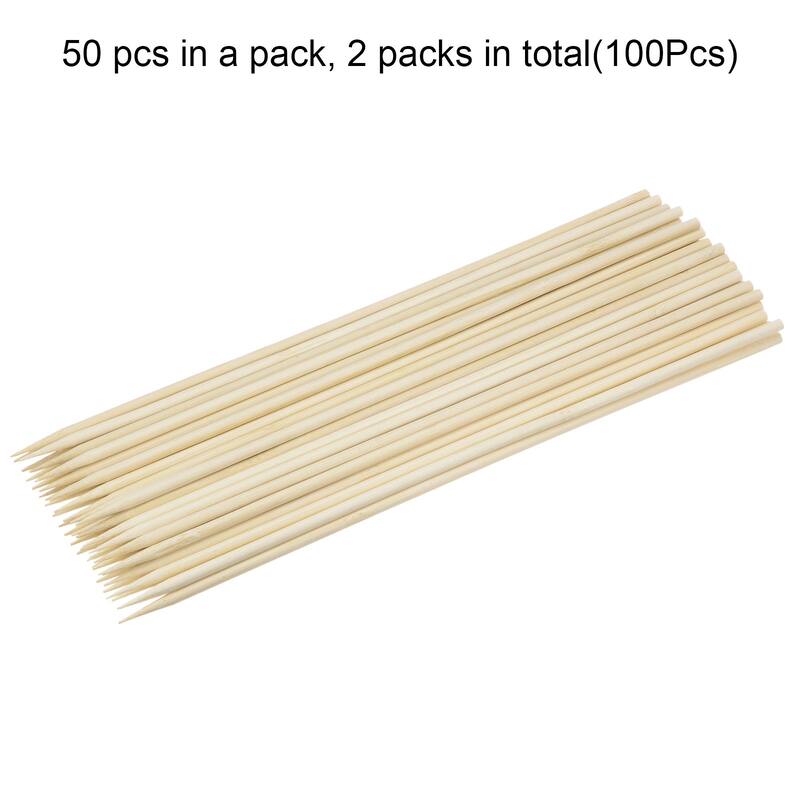 100pcs Bamboo Skewers Sticks 10 Inch 5mm Dia Natural Wooden Cocktail Picks - 10"