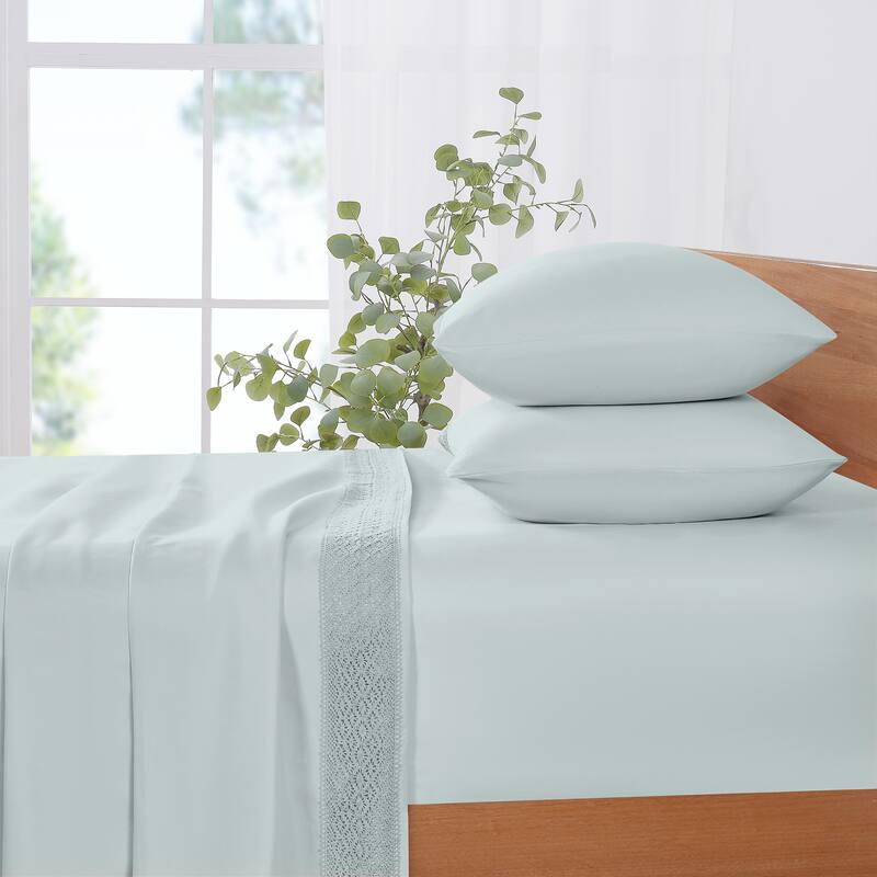 Modern Threads 4-Piece Soft Microfiber Crochet Lace Sheet Set