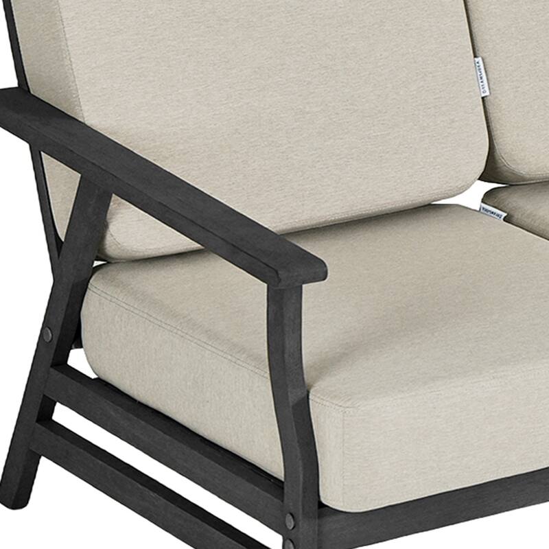 Casual Wood Cushioned 5-Piece Outdoor Patio Conversation Set