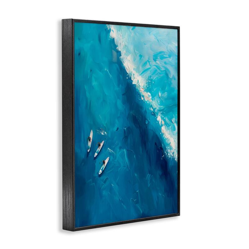 Stupell Surfers & Wave Aerial View Framed Giclee Art Design By LSR Design Studio