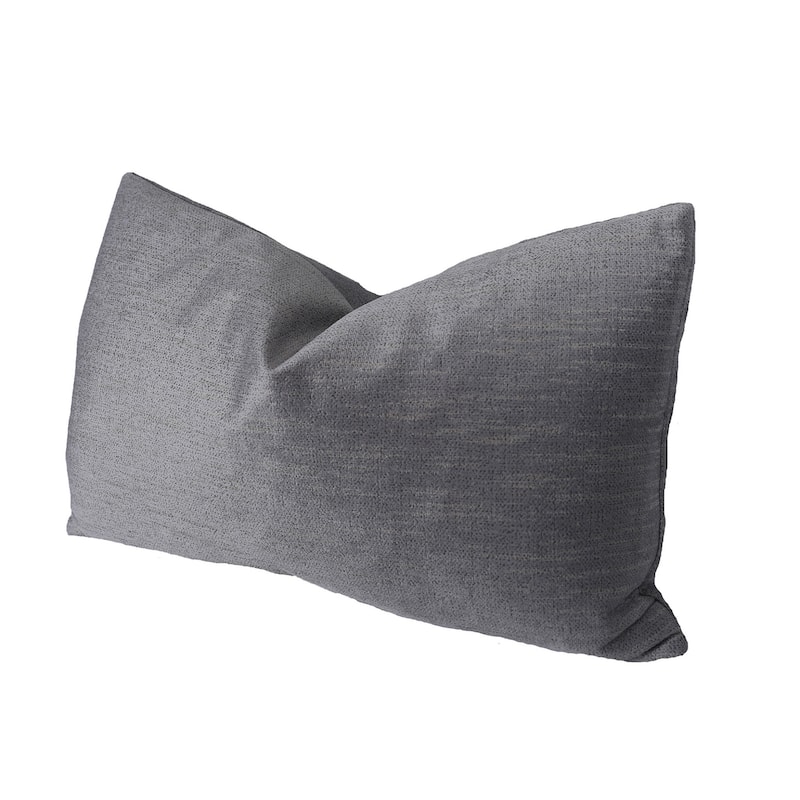 HomeRoots 13" X 21" Gray Polyester Zippered Pillow