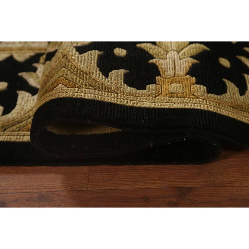 Black & Gold Agra Indian Area Rug Handmade Wool Carpet - 6'2"x 9'4"