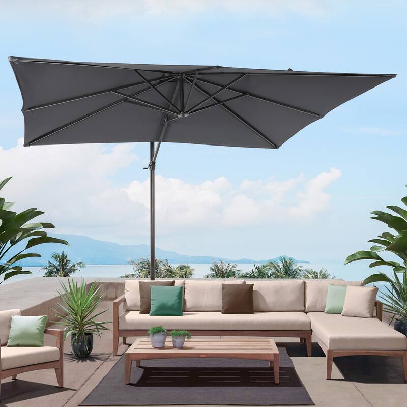 BONOSUKI 10x8FT Cantilever Patio Umbrella 360 Rotation and Canopy