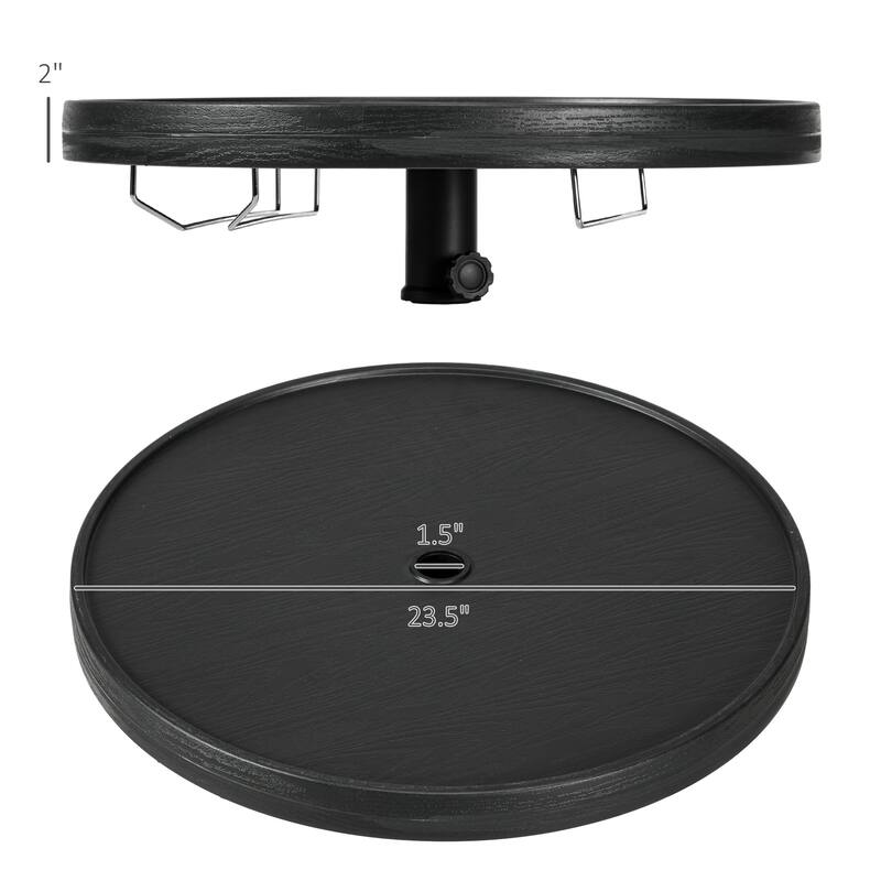 Portable Beach Umbrella Table Tray with Wine Glass Holder and Foldable Towel Rack for Pool, Patio, and Garden Use