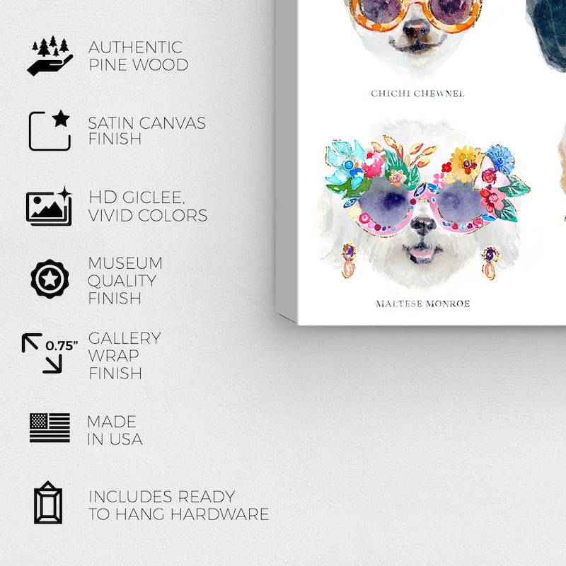Wynwood Studio Canvas Animals Fashion Dog Chart White and Modern & Contemporary Wall Art Canvas Print
