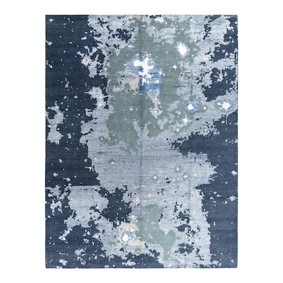 Modern One-of-a-Kind Handmade Area Rug - Gray, 9' 3" x 12' 2" - 9' 3" x 12' 2"