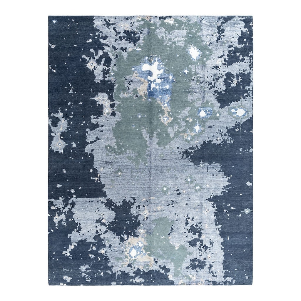 Modern One-of-a-Kind Handmade Area Rug - Gray, 9' 3" x 12' 2" - 9' 3" x 12' 2"