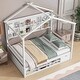 preview thumbnail 27 of 34, Elegant Full House Bed Kids Bed with Roof Frame,Bedside Storage Shelves,Ladder and Guardrail