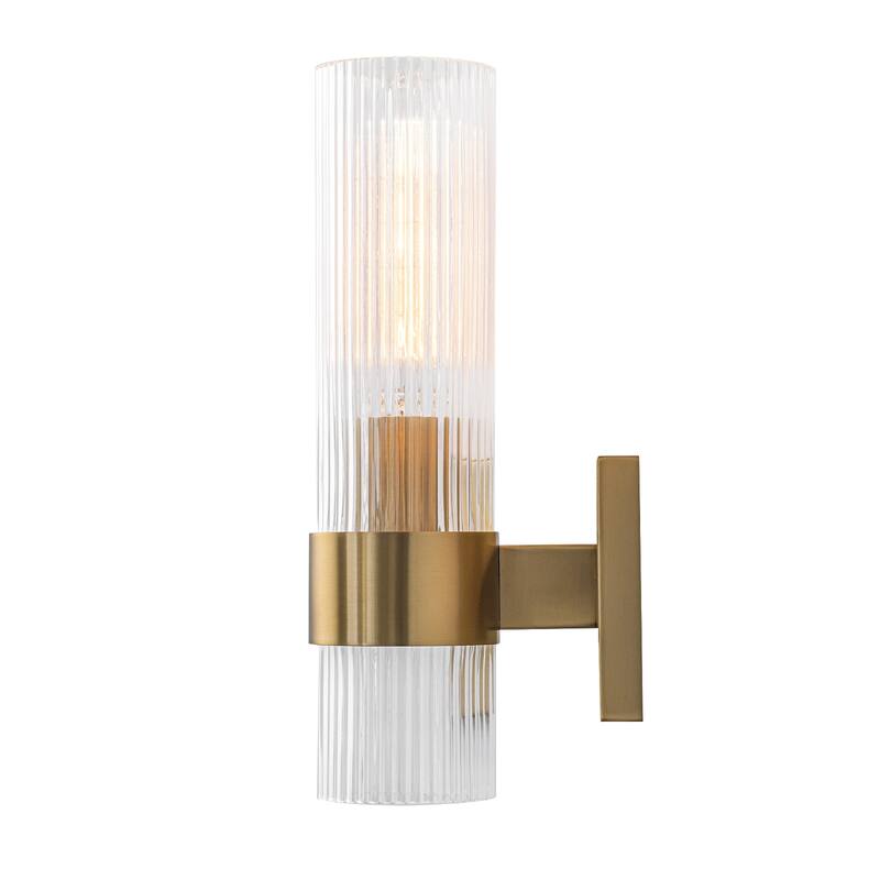 1-Light Modern Wall Sconce with Ribbed Glass Shade
