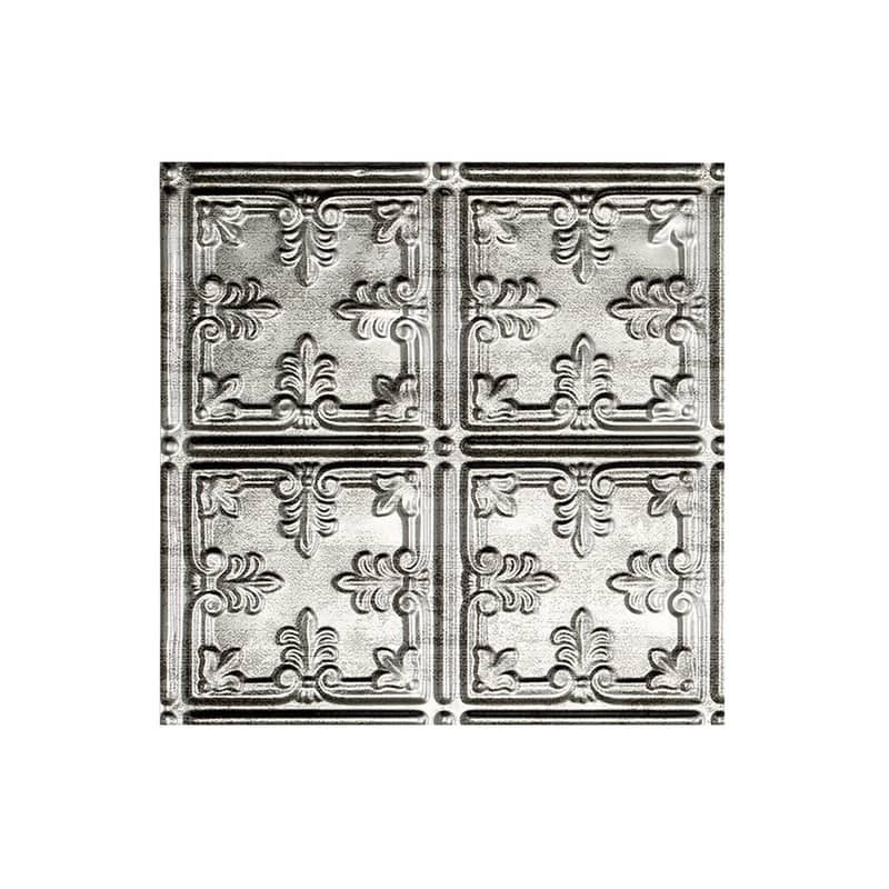 FASÄDE Traditional Style 10 Decorative Vinyl 2ft x 4ft Glue Up Ceiling Panel in Crosshatch Silver (5 Pack) - 12in x 12in Sample - Crosshatch Silver