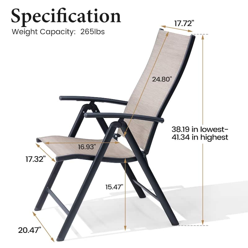 2/4-piece Folding Patio Chair Set Outdoor Adjustable Dining Chair